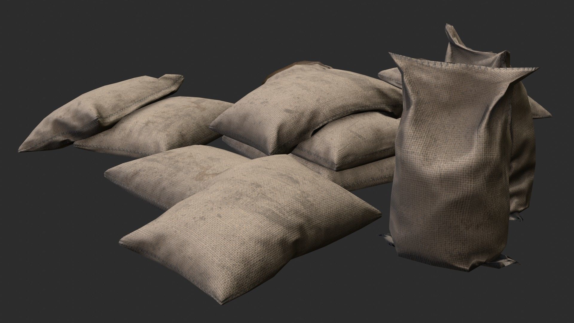 Military Sand Bags Assets 02 Low-poly 3D model_4