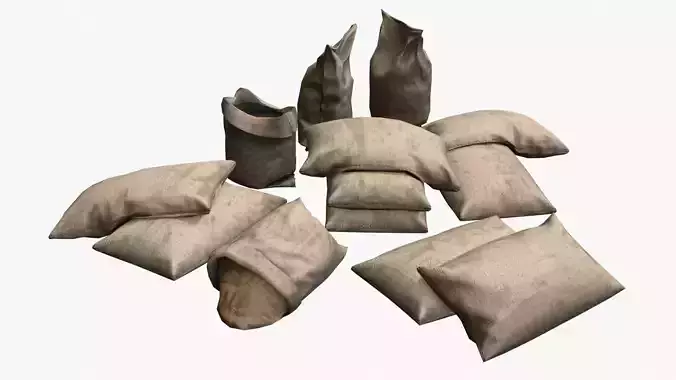 Military Sand Bags Assets 02 Low-poly 3D model