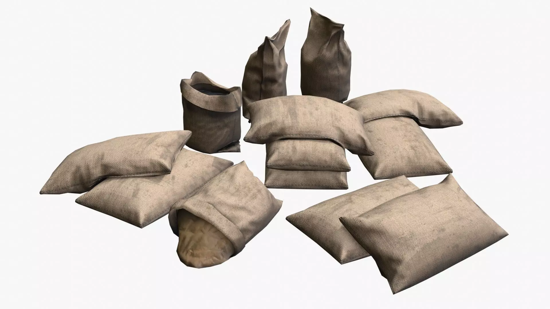 Military Sand Bags Assets 02 Low-poly 3D model_0