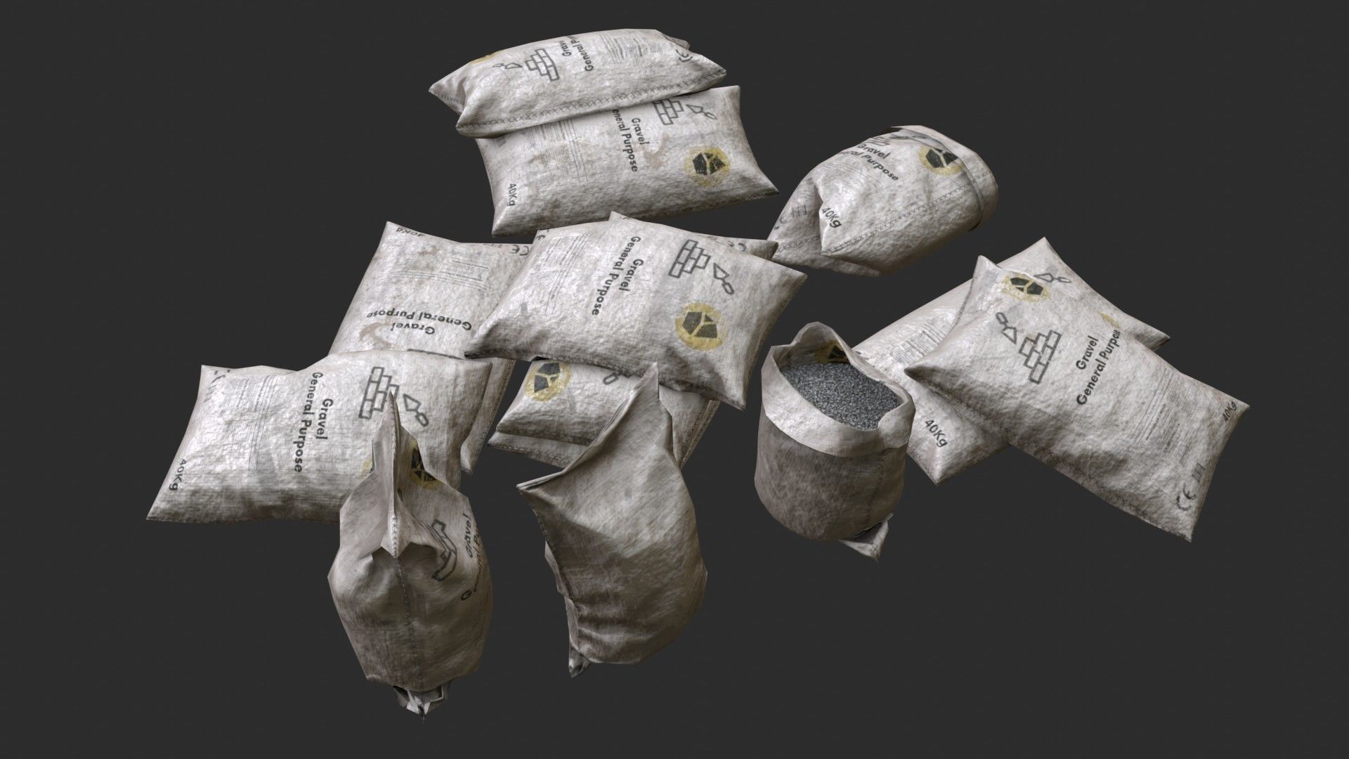 Gravel Bags Low-poly 3D model_5