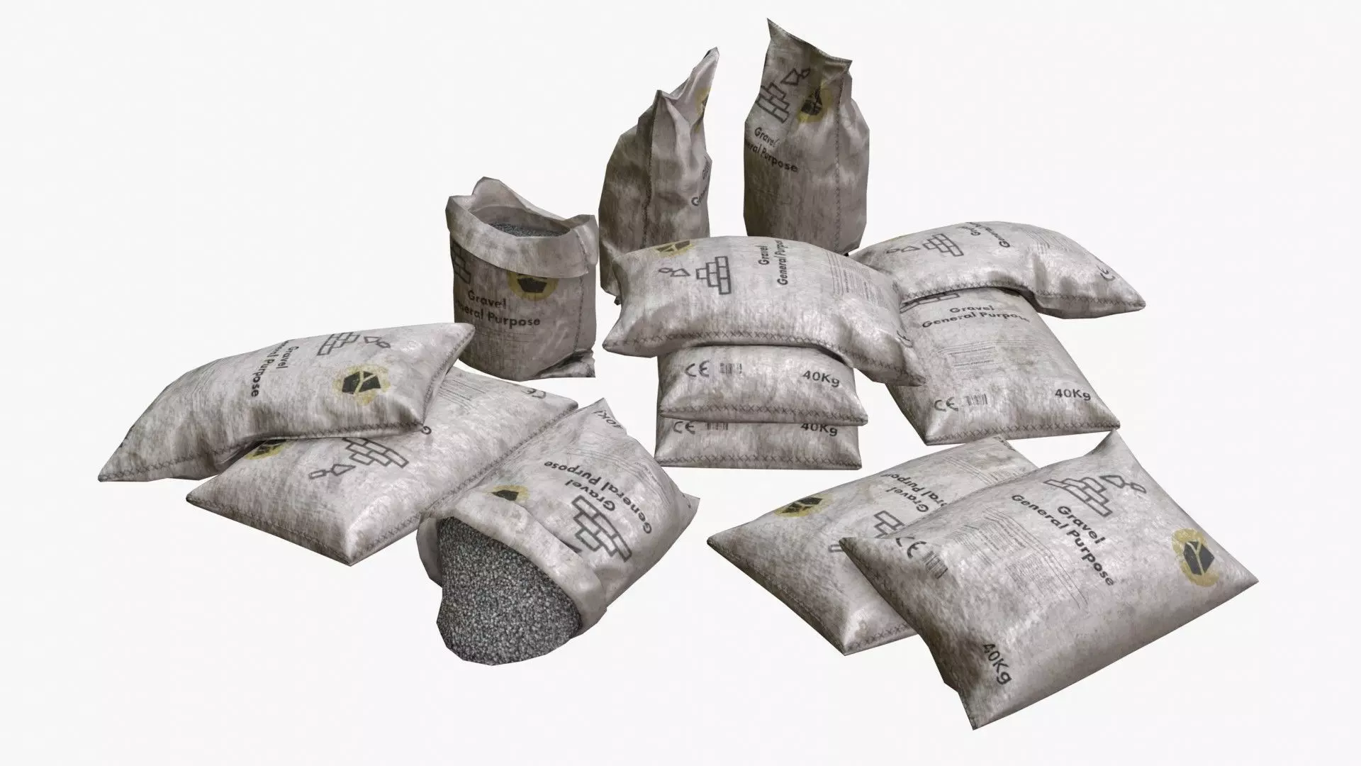 Gravel Bags Low-poly 3D model_0