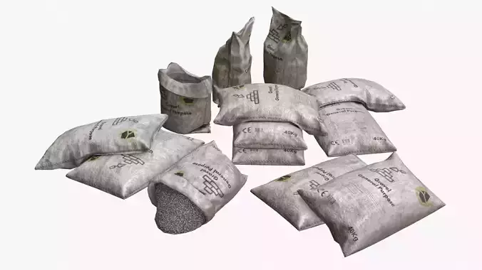 Gravel Bags Low-poly 3D model