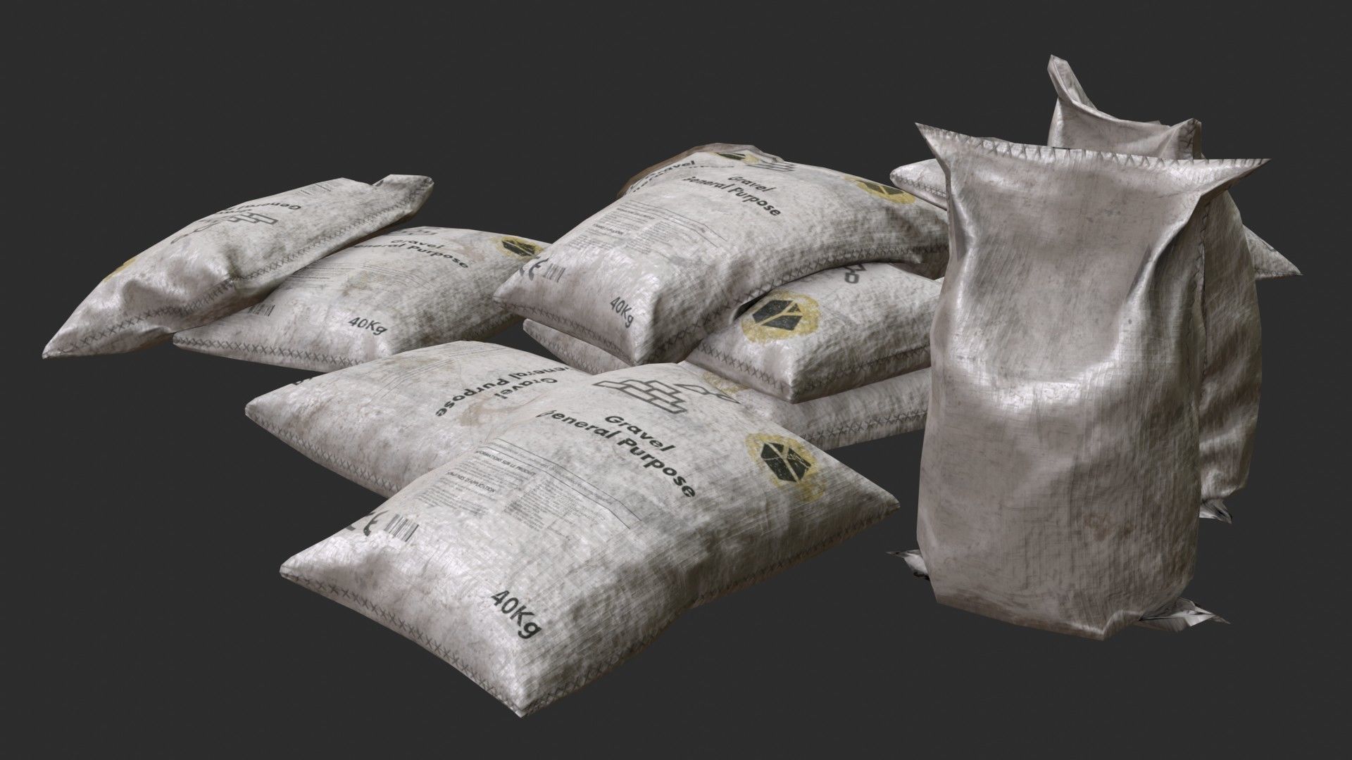 Gravel Bags Low-poly 3D model_4