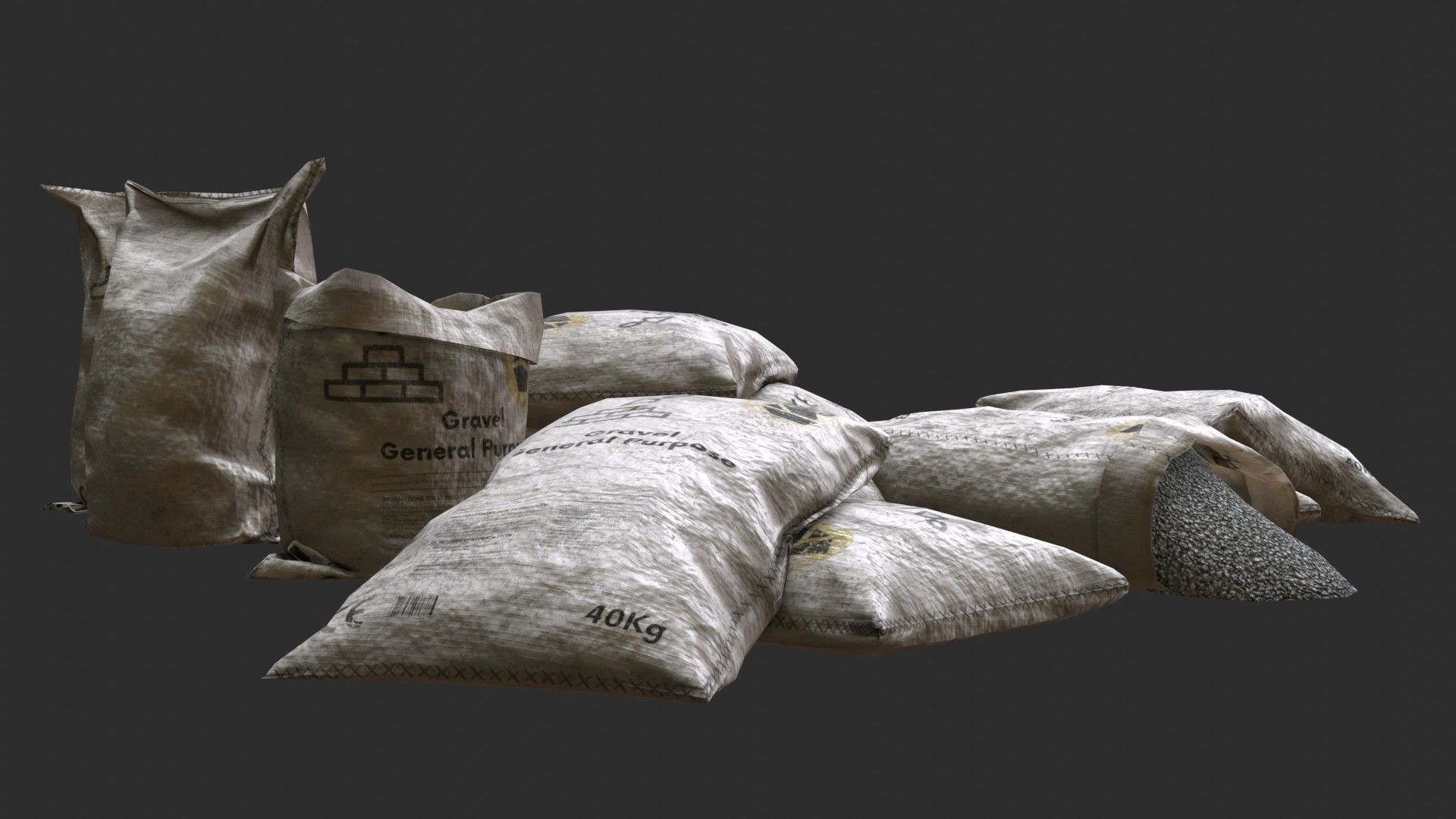 Gravel Bags Low-poly 3D model_7