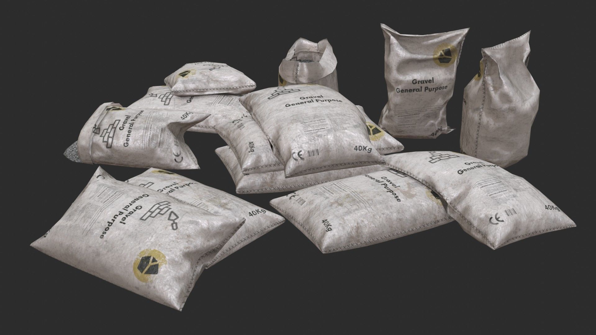 Gravel Bags Low-poly 3D model_3