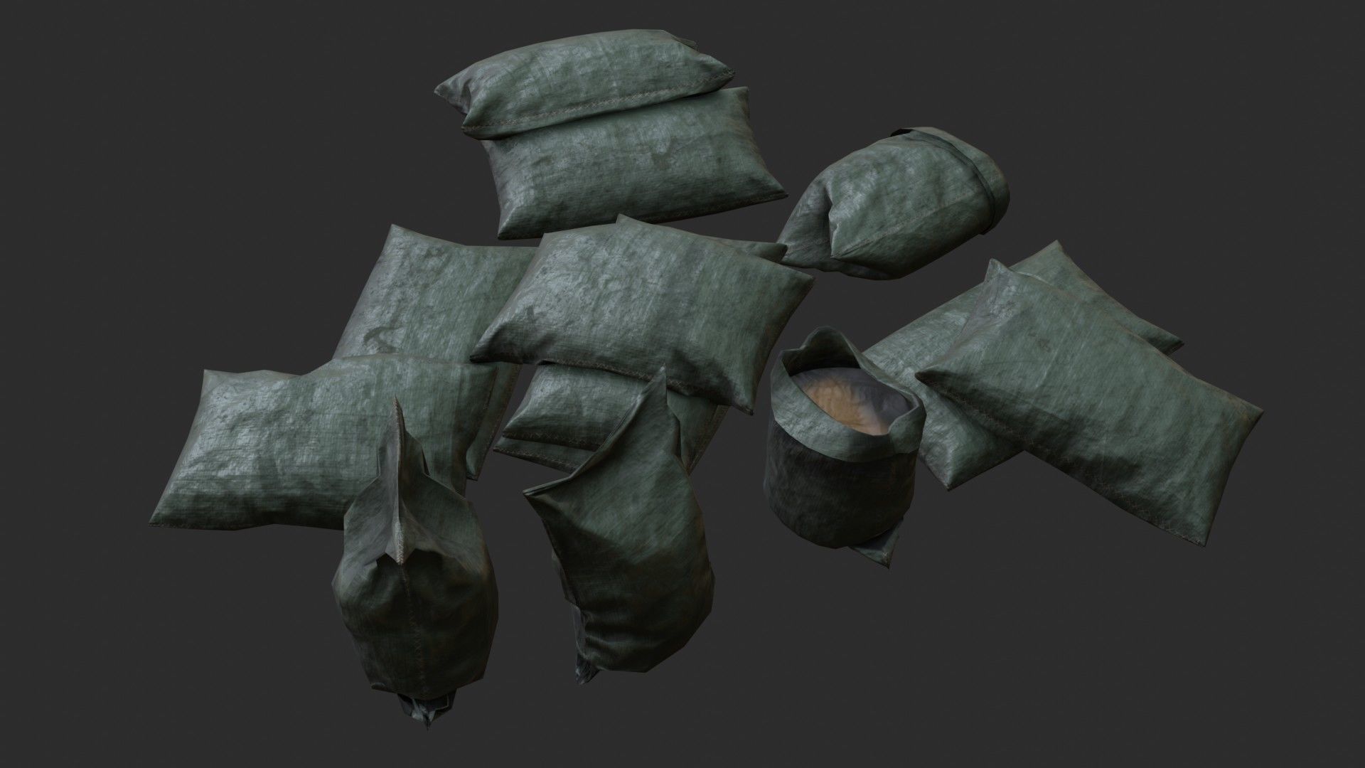 Military Sand Bags Assets 01 Low-poly 3D model_4