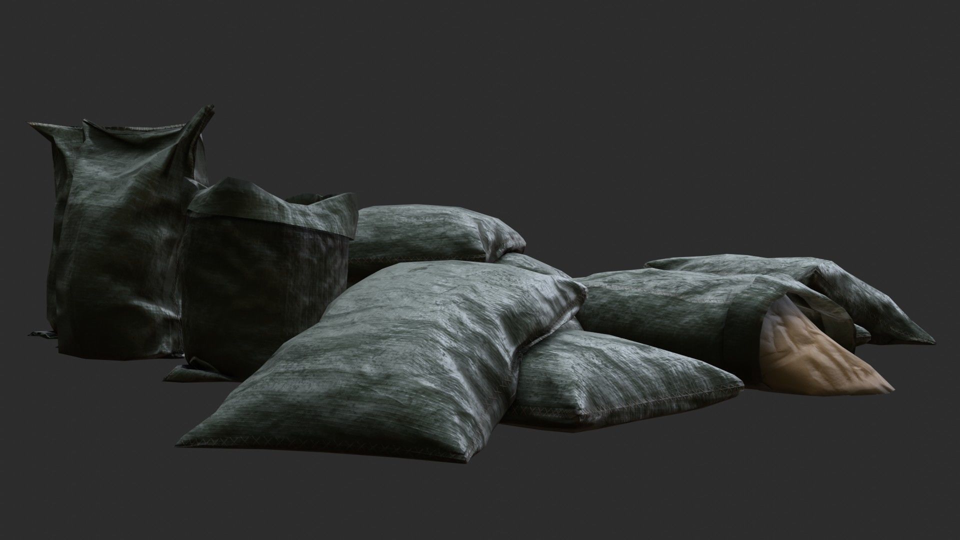 Military Sand Bags Assets 01 Low-poly 3D model_6