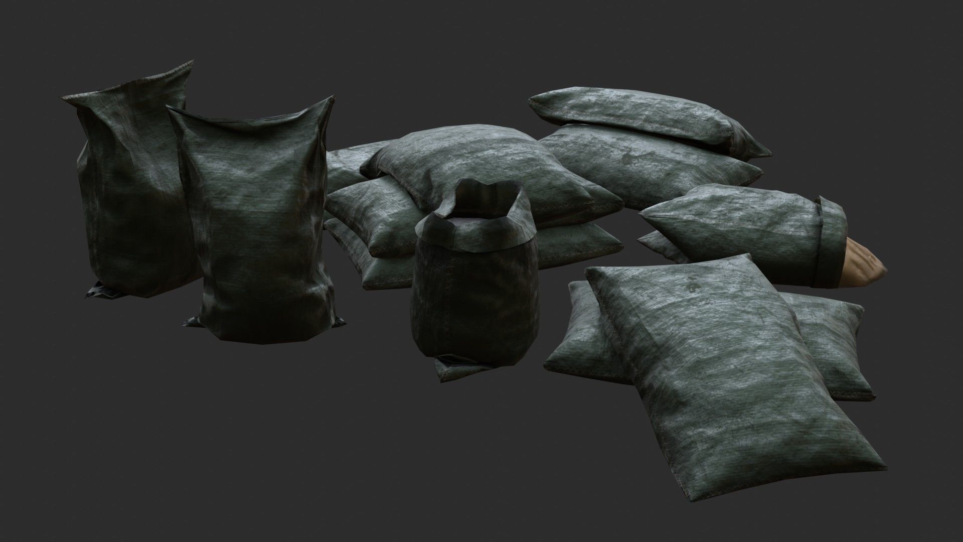 Military Sand Bags Assets 01 Low-poly 3D model_5