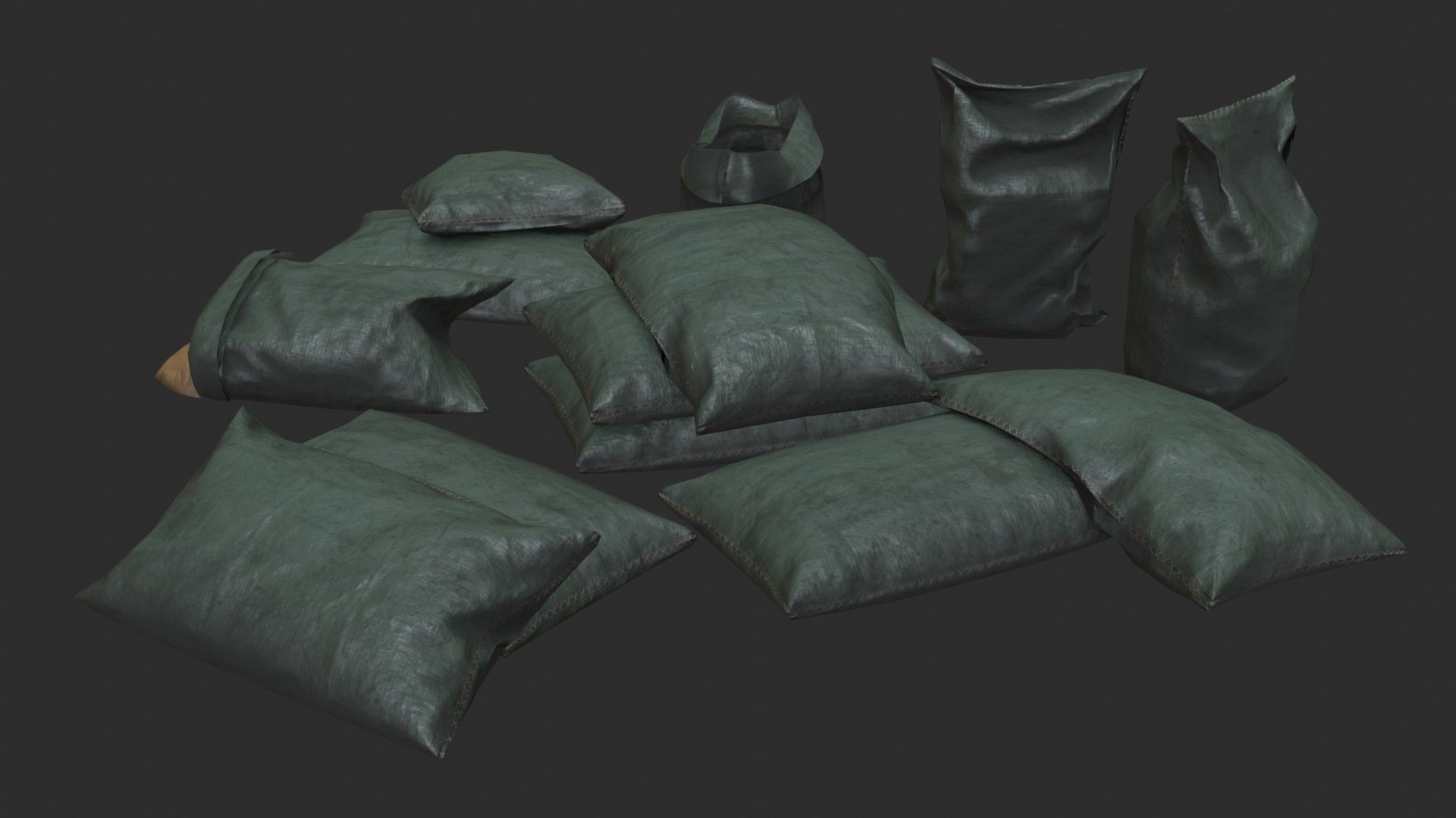 Military Sand Bags Assets 01 Low-poly 3D model_2