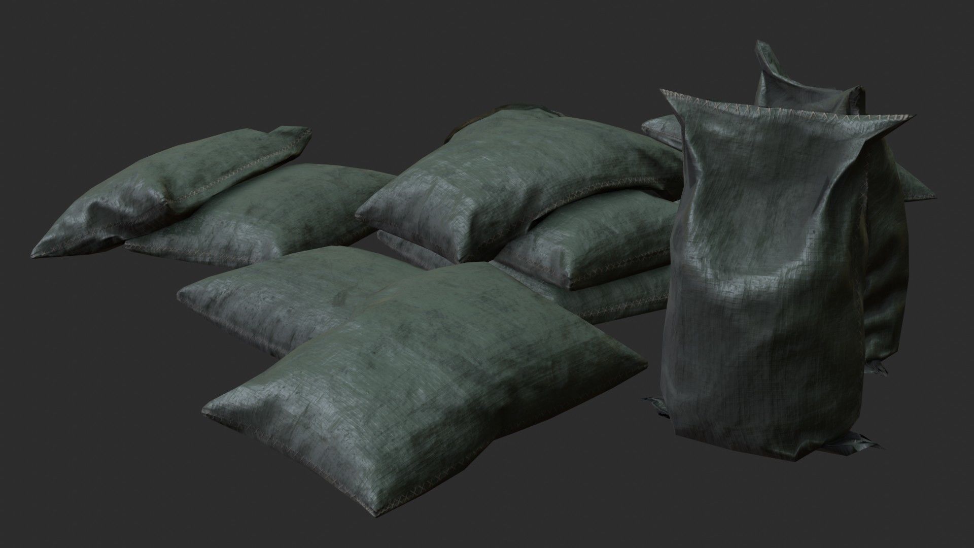 Military Sand Bags Assets 01 Low-poly 3D model_3