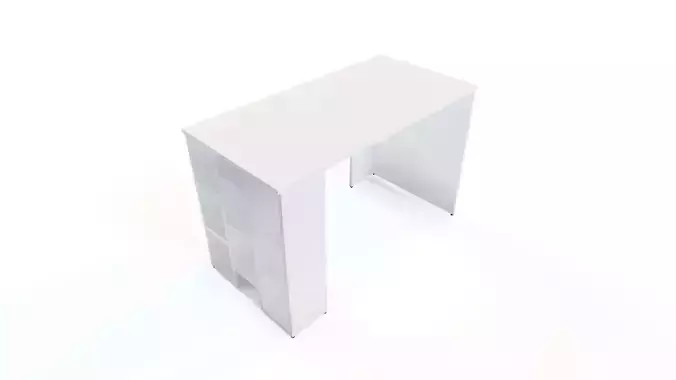 Table model with wooden bookcase