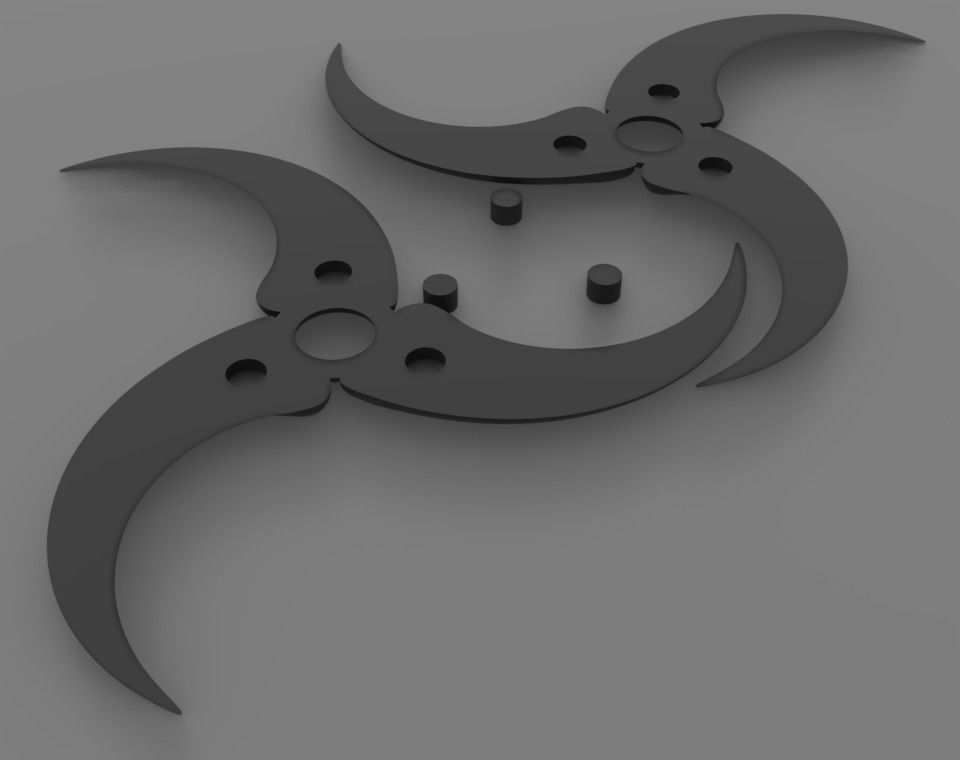 Raptor claw shuriken 3D print model_6