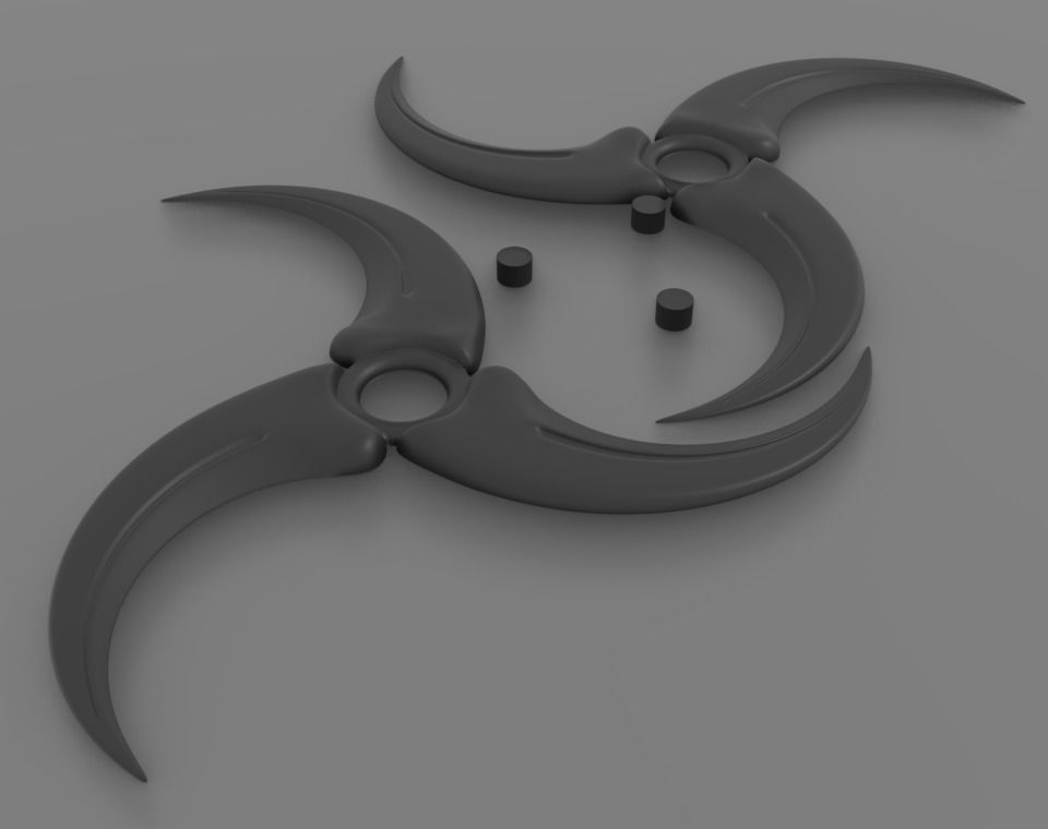 Raptor claw shuriken 3D print model_5