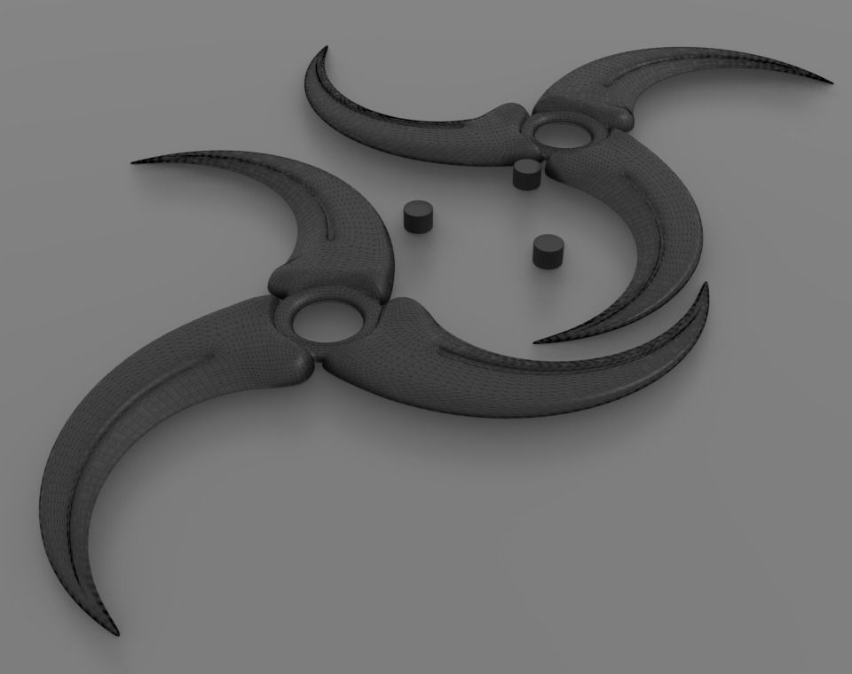 Raptor claw shuriken 3D print model_7