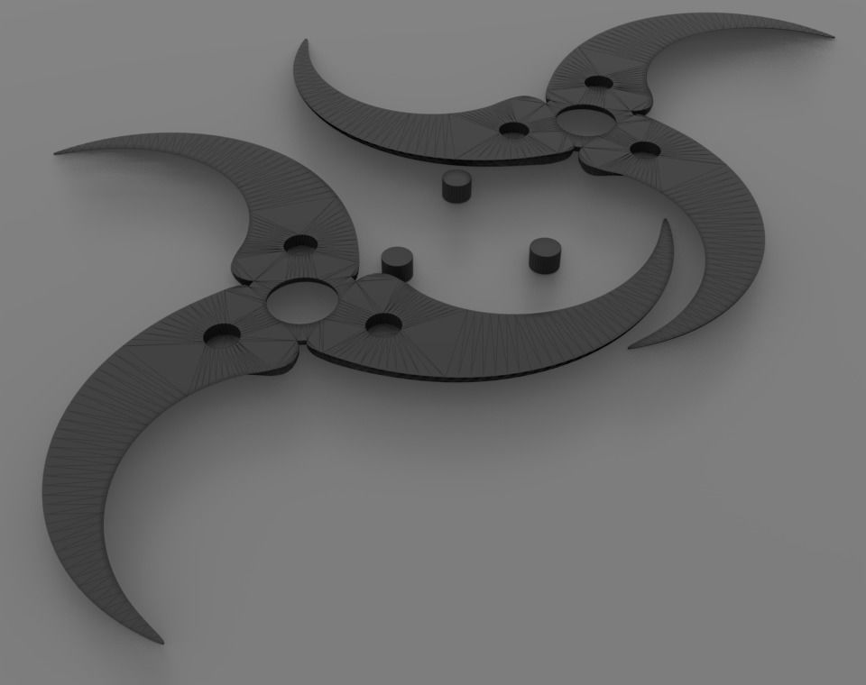 Raptor claw shuriken 3D print model_8