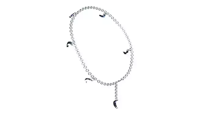 Silver Moon Sickle Charm Bracelet Low-poly 3D model