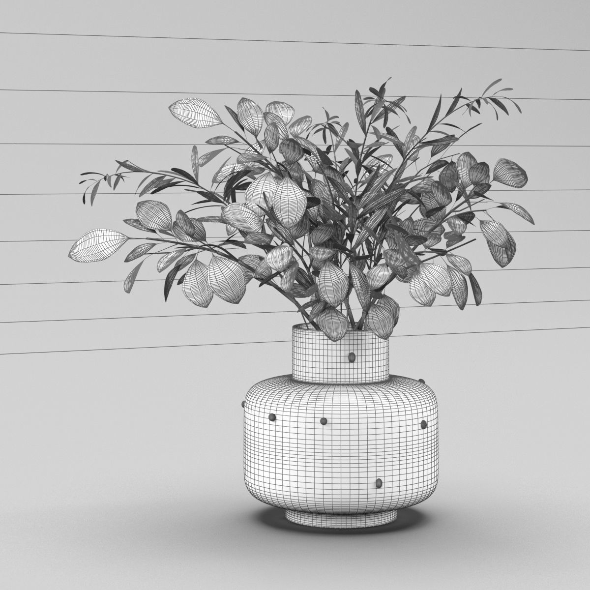 bouquet of eucalyptus and olive branch 3D model_8