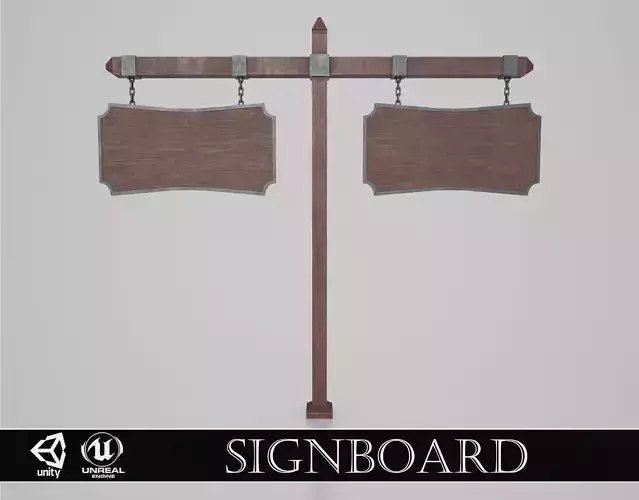 Medieval Signboard v5 Low-poly 3D model