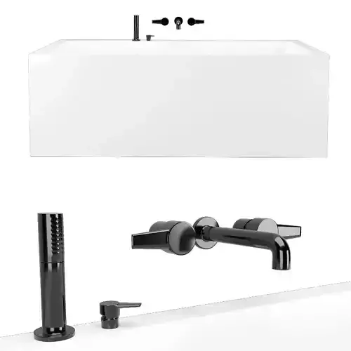 FREESTANDING CORNER BATH RHS GLOSS WHITE 3D model