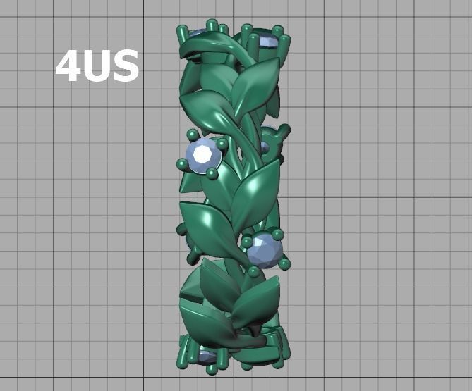 Floral Leaves Eternity Ring Nature Inspired Leaves Ring 7US 3D print model_24