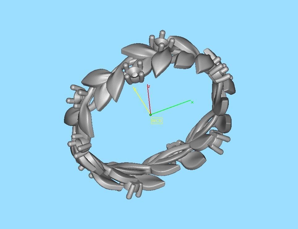Floral Leaves Eternity Ring Nature Inspired Leaves Ring 7US 3D print model_32