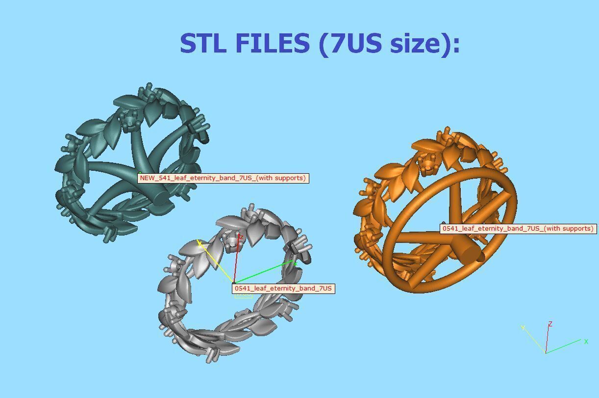 Floral Leaves Eternity Ring Nature Inspired Leaves Ring 7US 3D print model_8