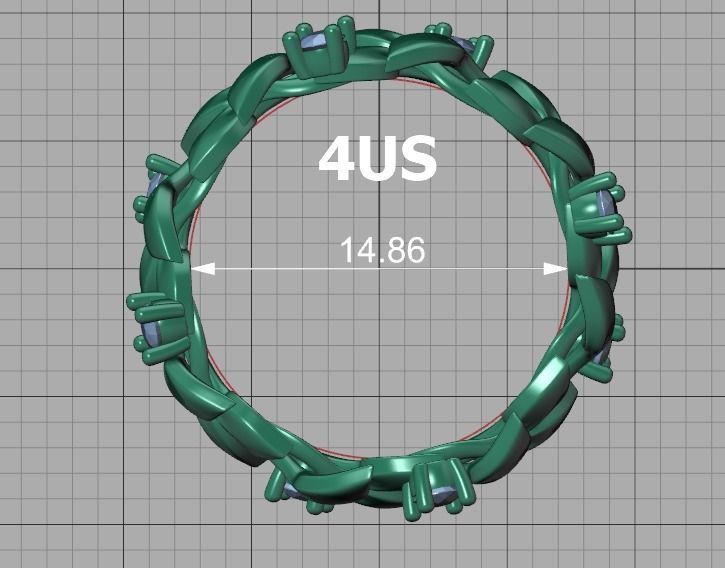 Floral Leaves Eternity Ring Nature Inspired Leaves Ring 7US 3D print model_25