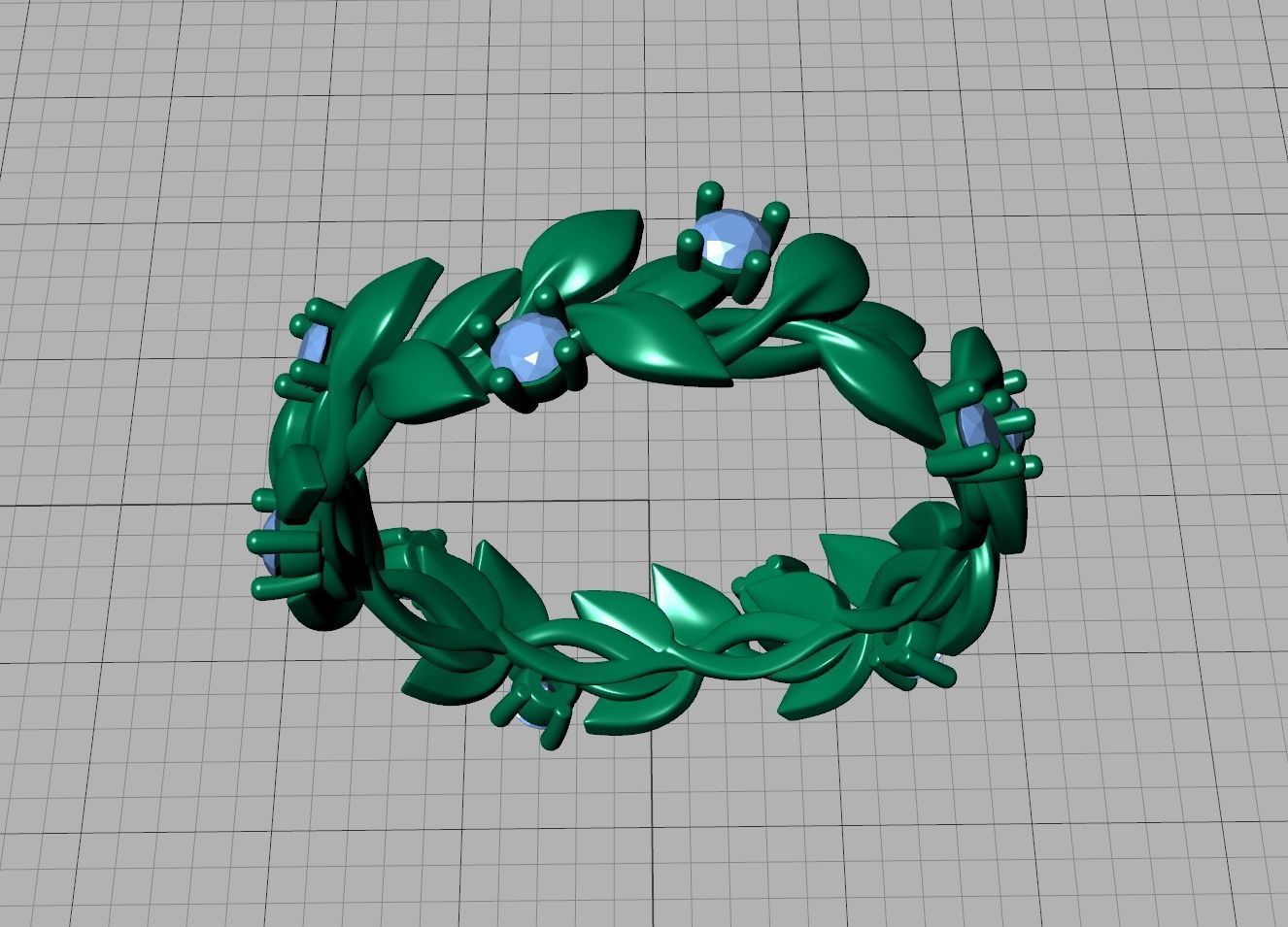Floral Leaves Eternity Ring Nature Inspired Leaves Ring 7US 3D print model_38