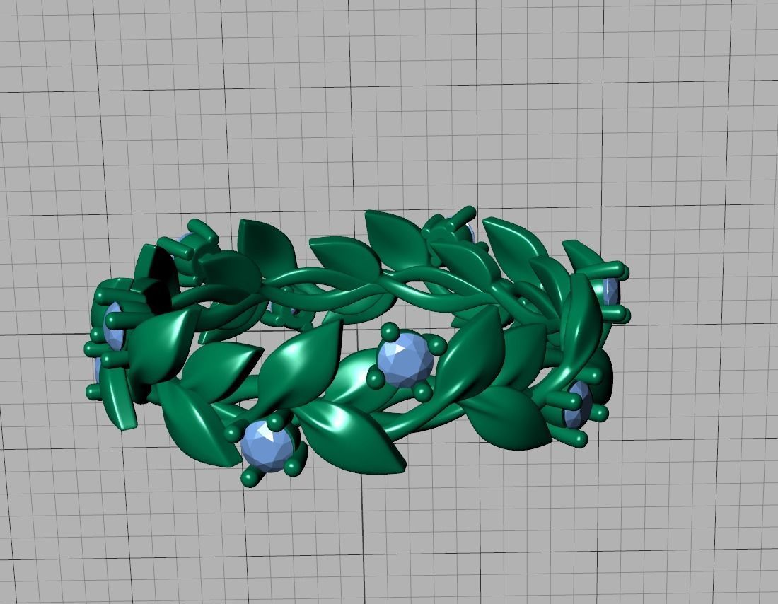 Floral Leaves Eternity Ring Nature Inspired Leaves Ring 7US 3D print model_36