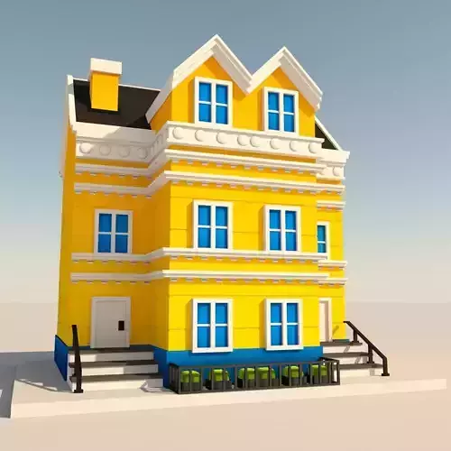 Cartoon Neoclassical Residential Building 3D model