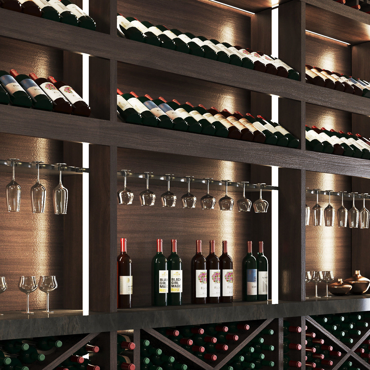 Wine cellar Low-poly 3D model_3