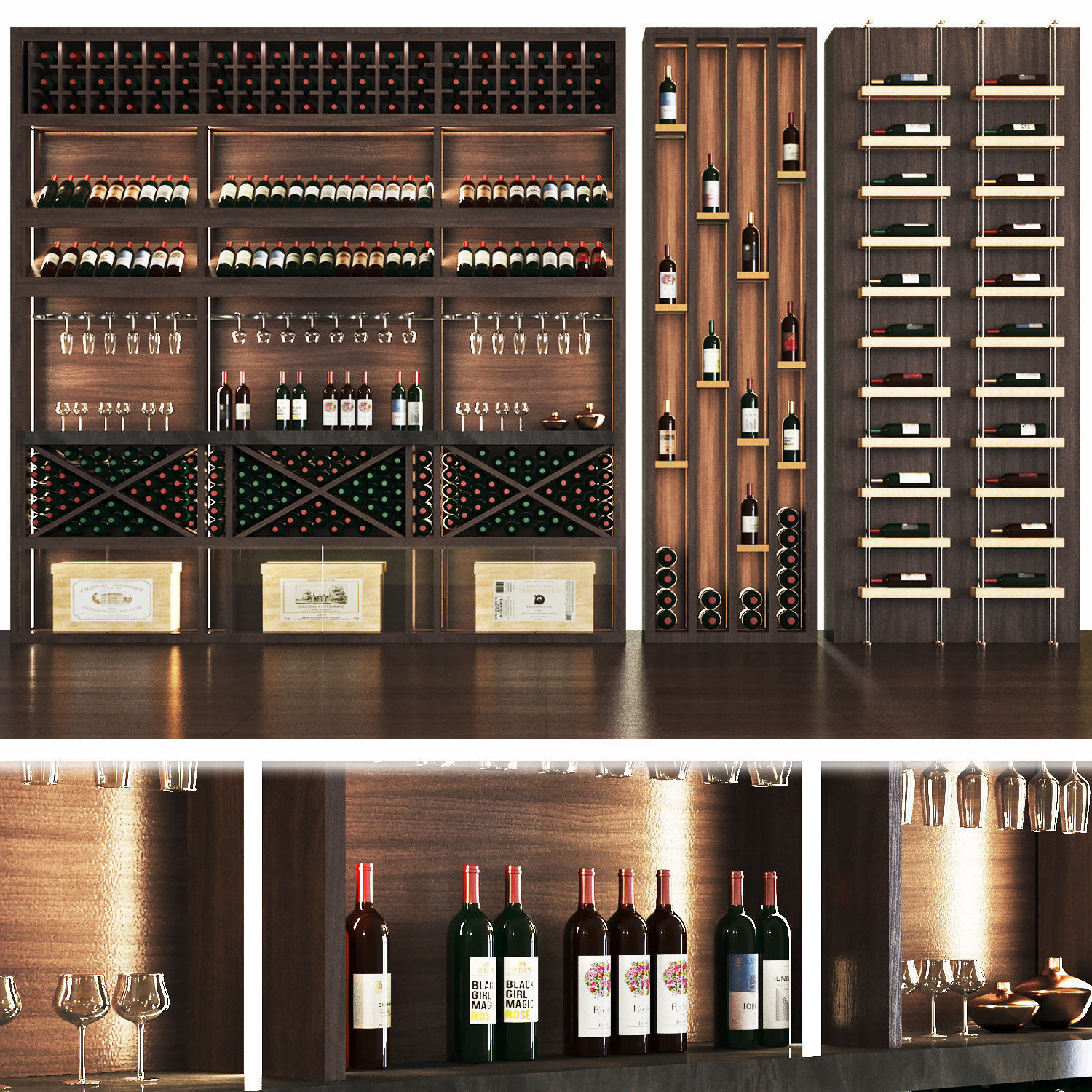 Wine cellar Low-poly 3D model_1