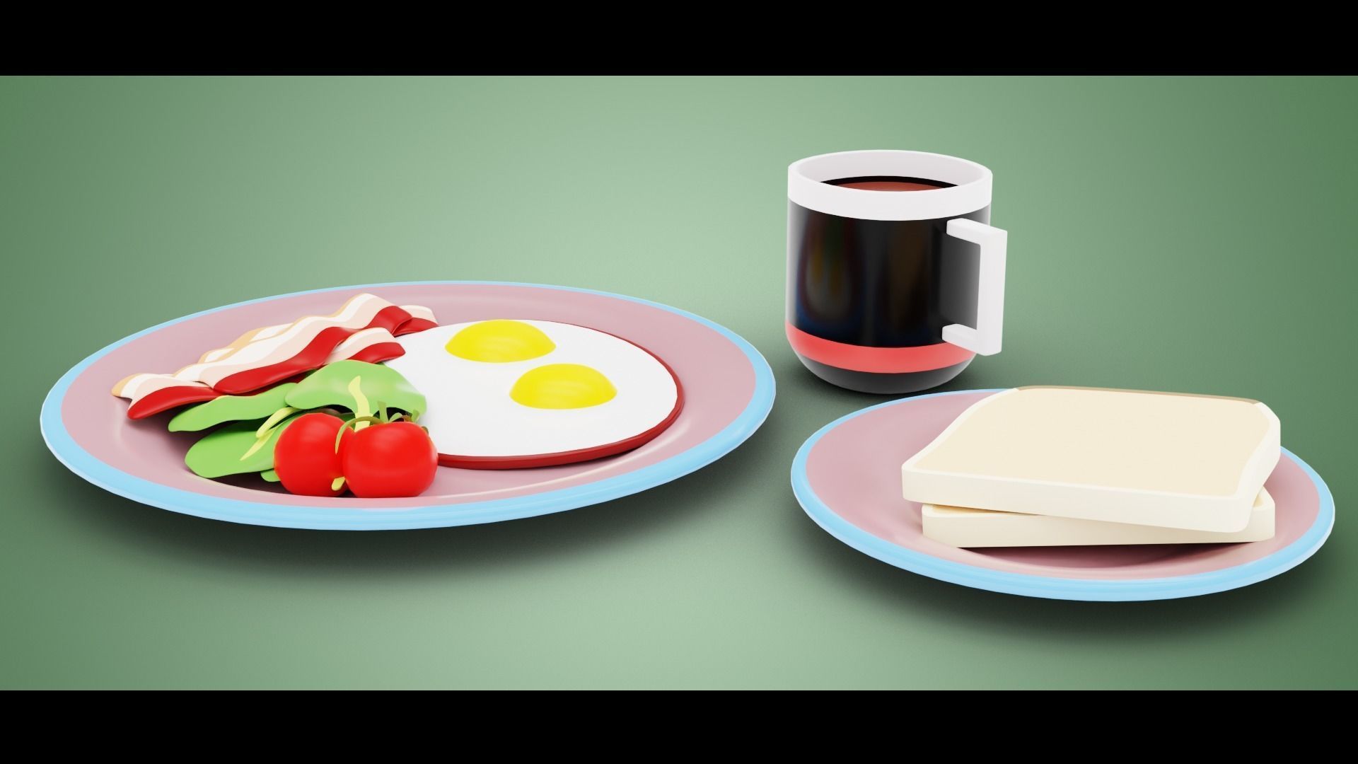 Stylized Egg Breakfast Low-poly 3D model_1