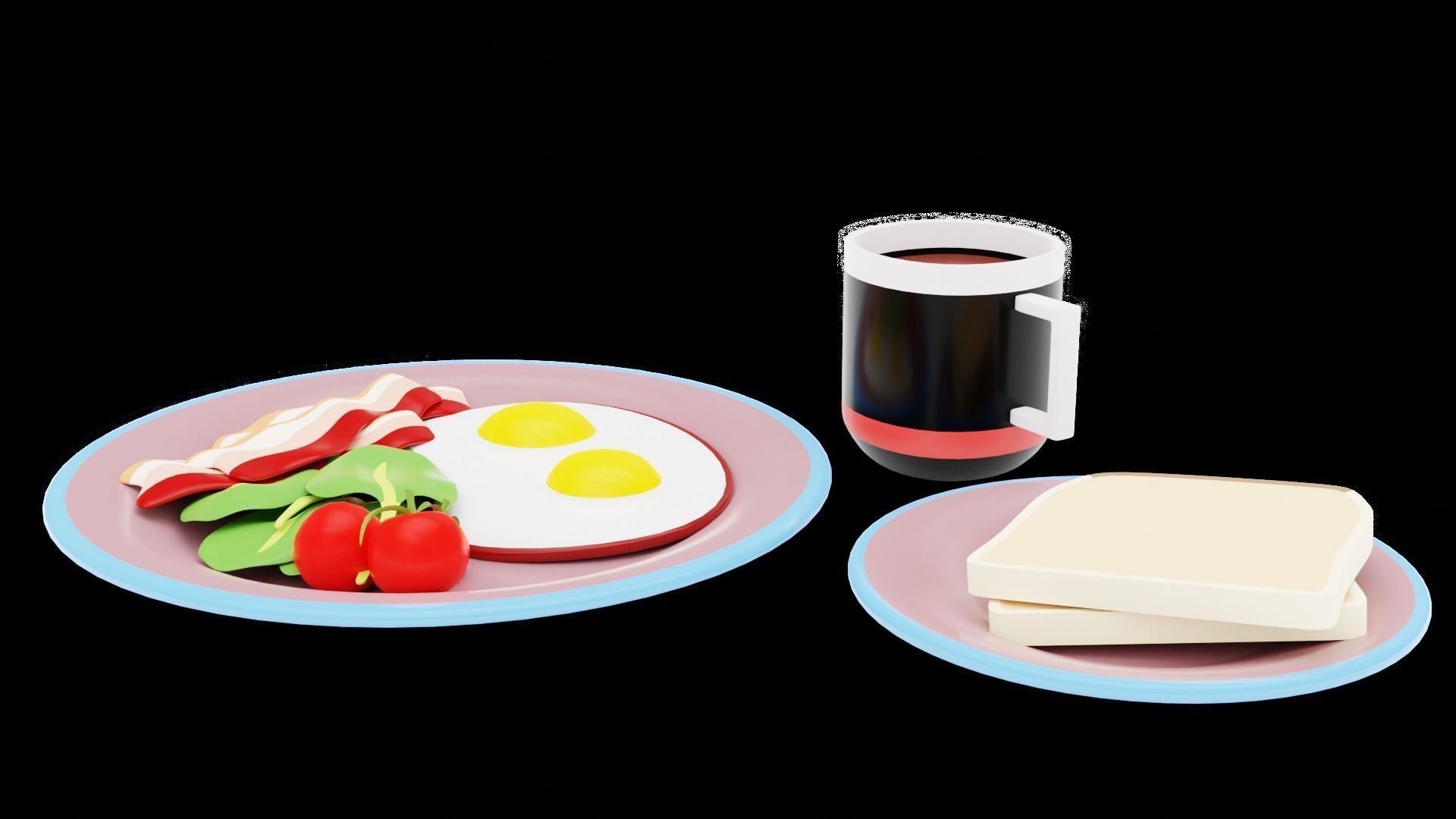 Stylized Egg Breakfast Low-poly 3D model_21