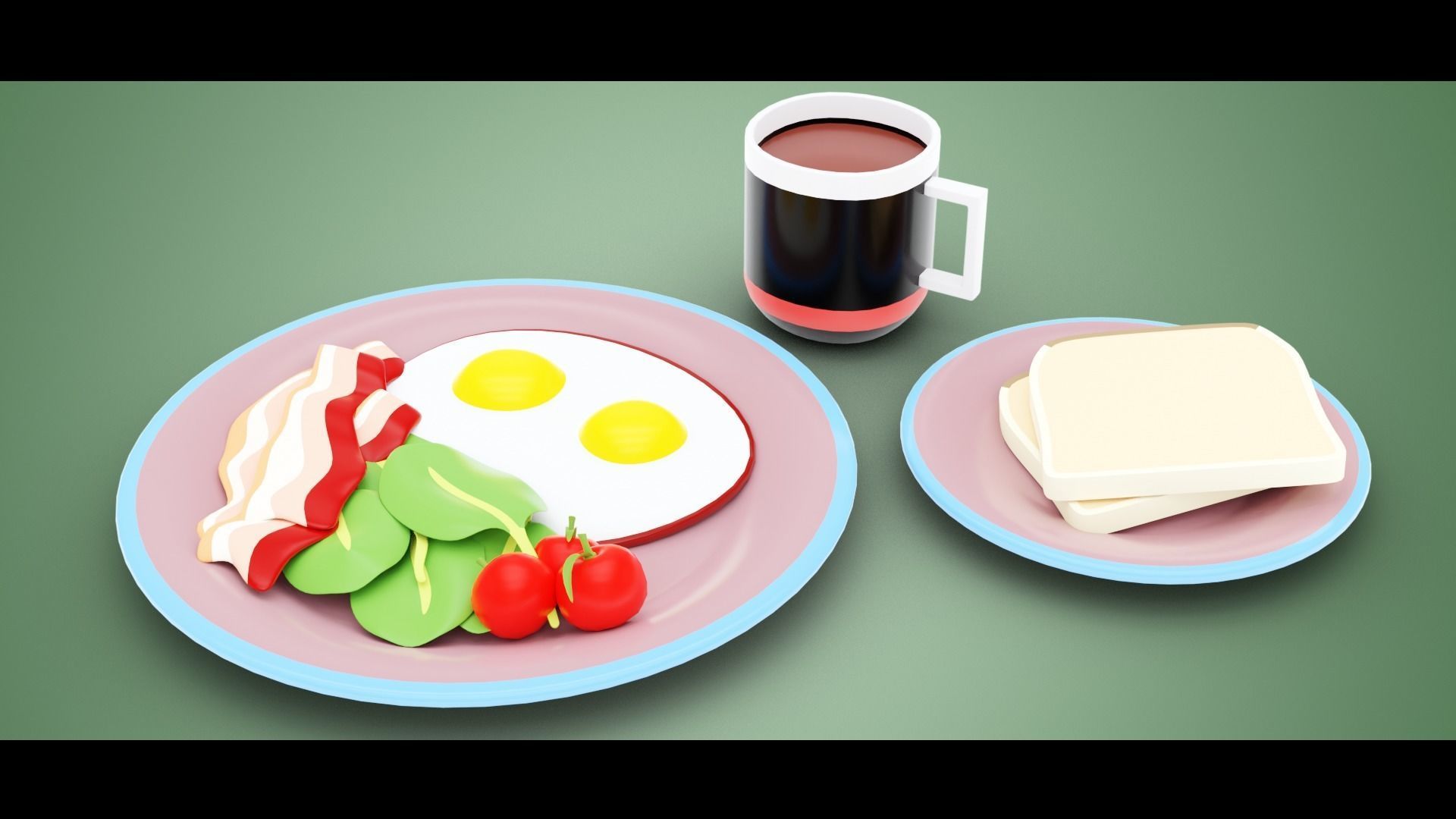 Stylized Egg Breakfast Low-poly 3D model_3