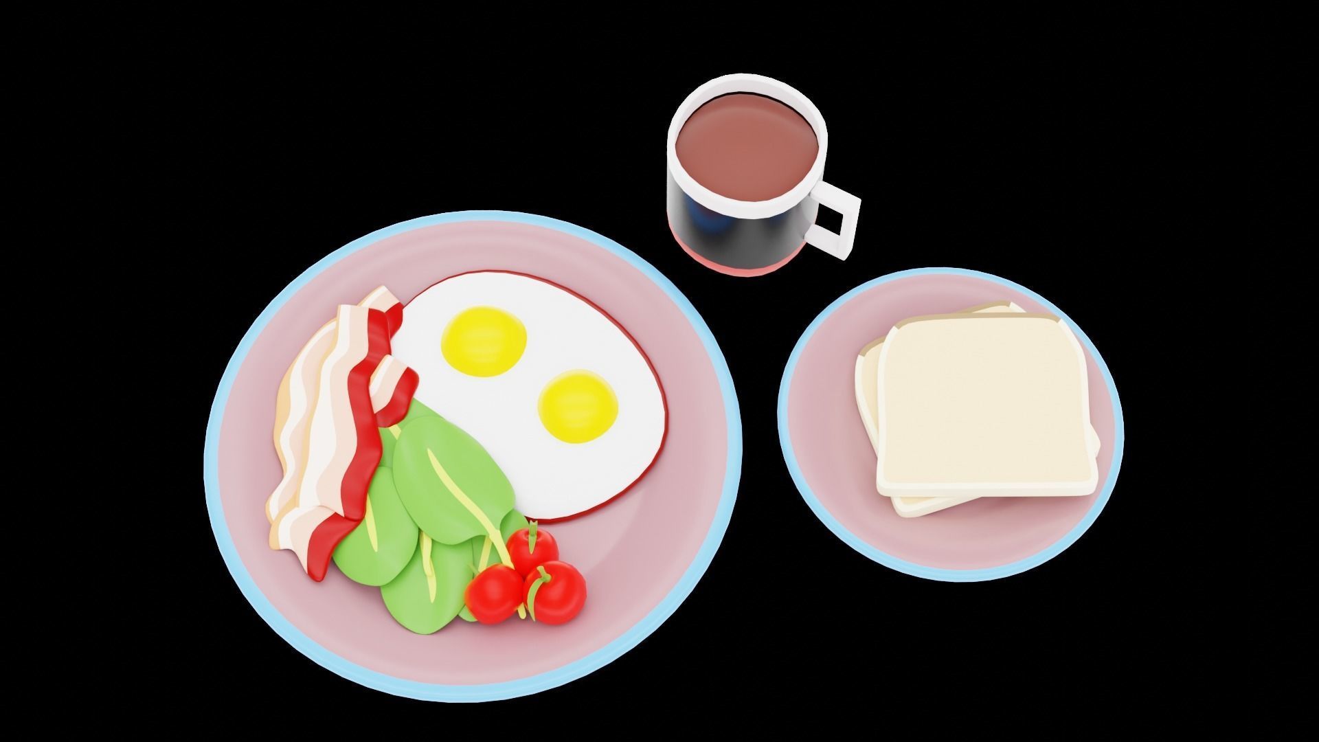Stylized Egg Breakfast Low-poly 3D model_19