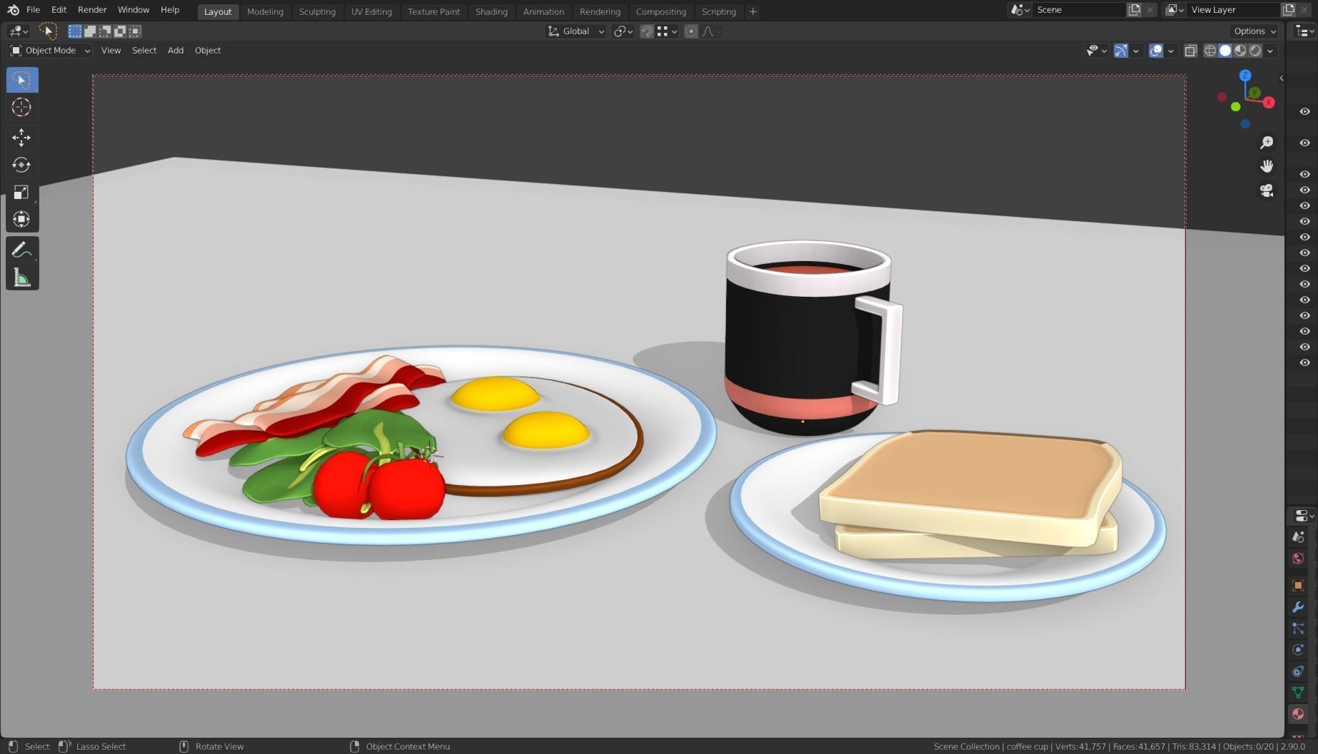 Stylized Egg Breakfast Low-poly 3D model_5