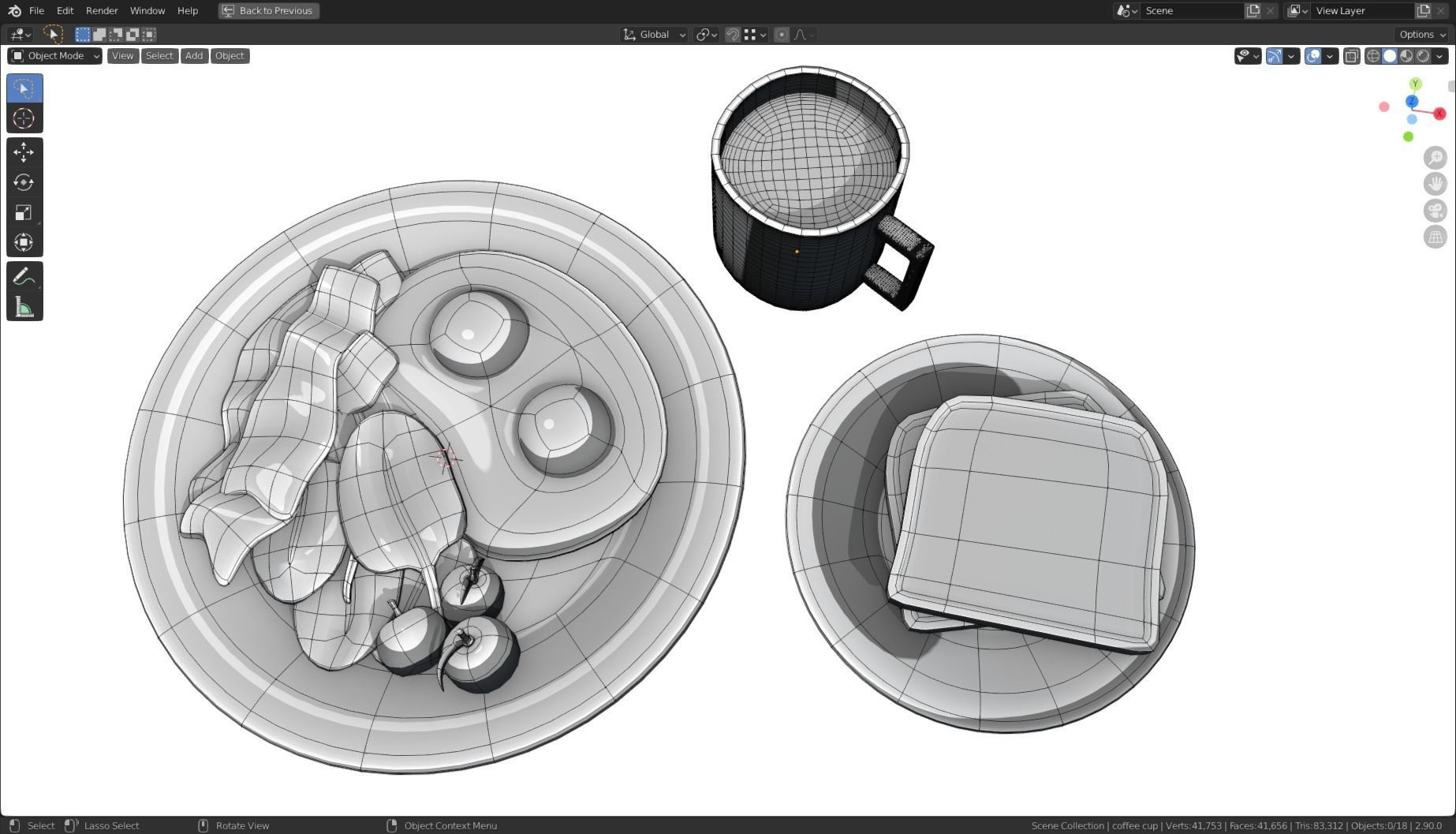 Stylized Egg Breakfast Low-poly 3D model_9