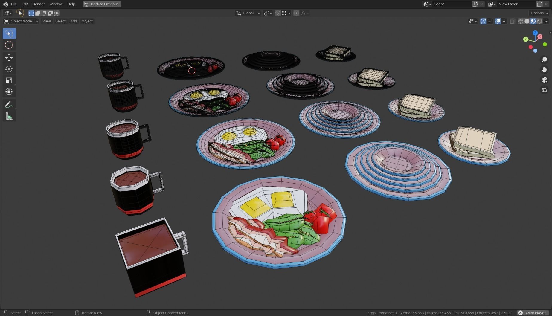 Stylized Egg Breakfast Low-poly 3D model_18