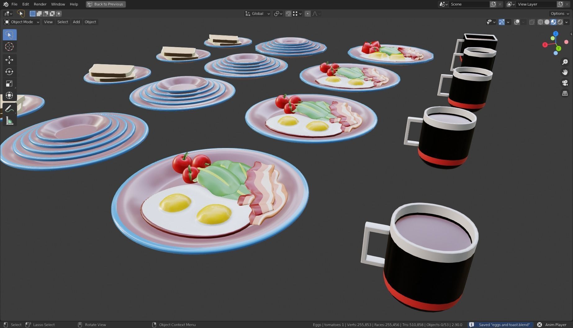 Stylized Egg Breakfast Low-poly 3D model_11