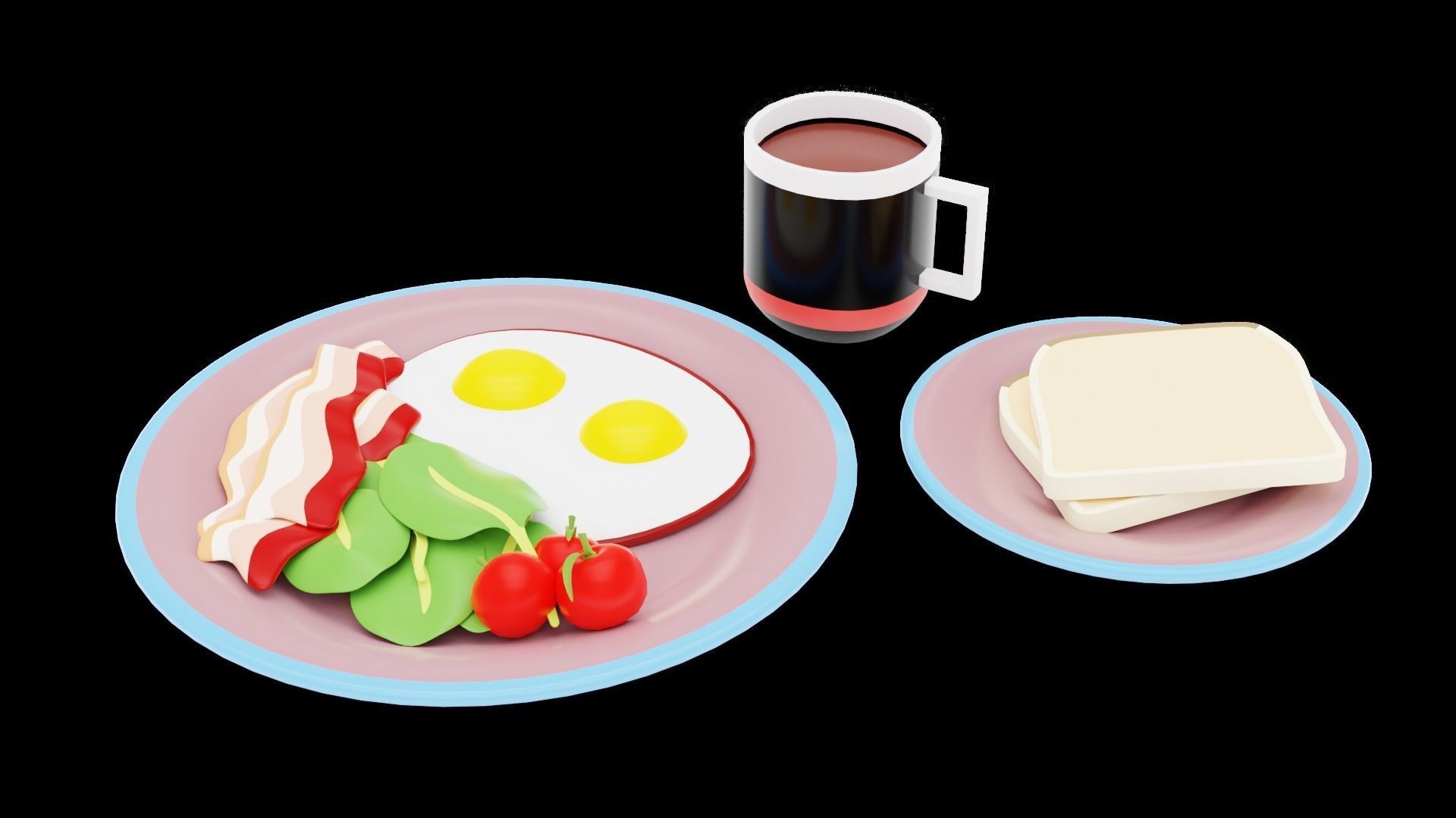 Stylized Egg Breakfast Low-poly 3D model_20