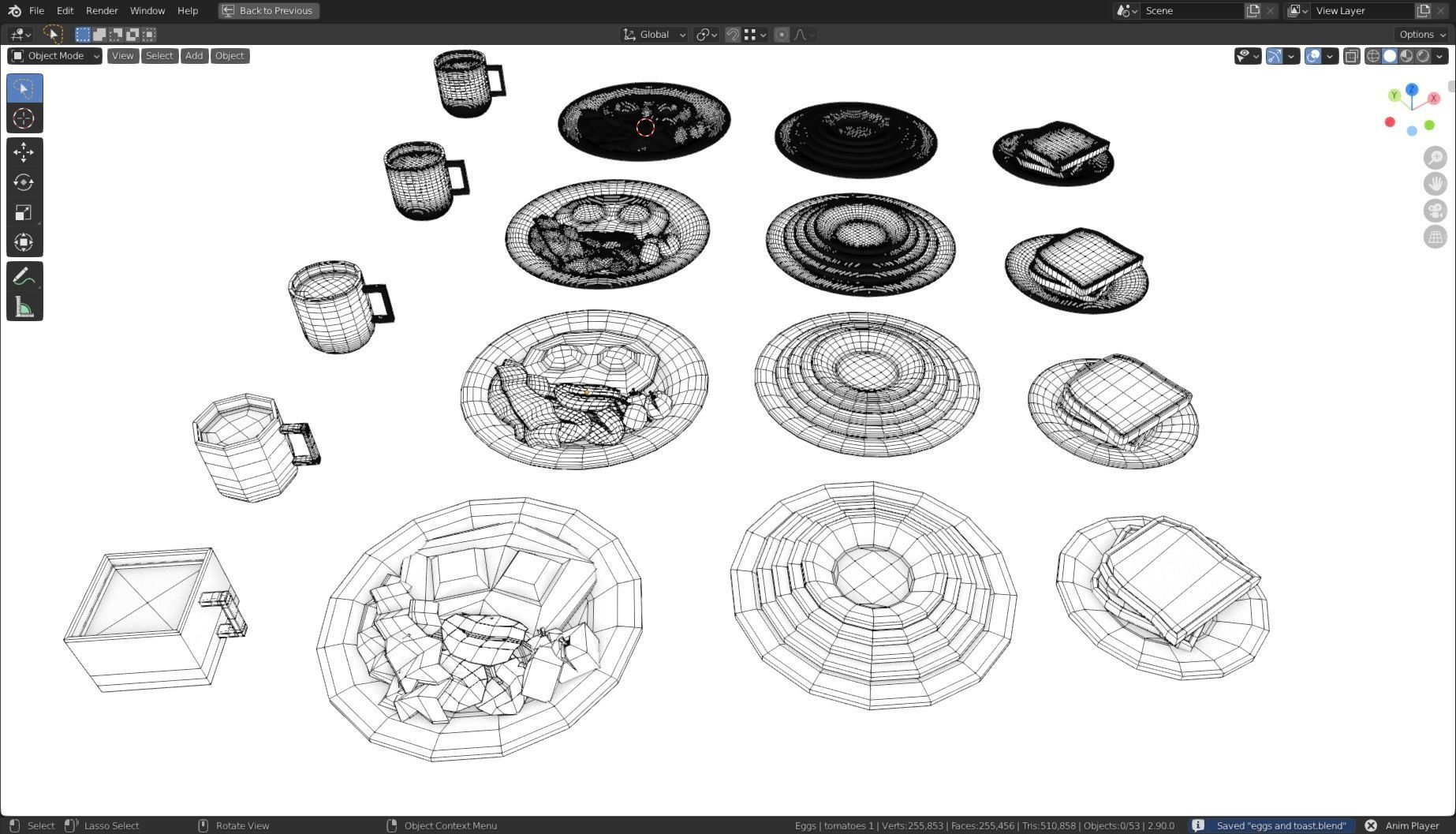 Stylized Egg Breakfast Low-poly 3D model_15