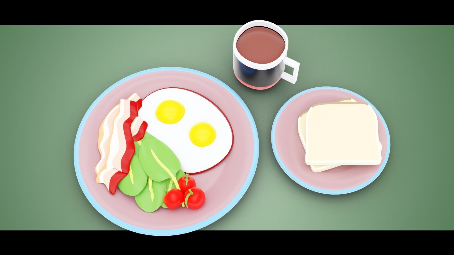 Stylized Egg Breakfast Low-poly 3D model_2