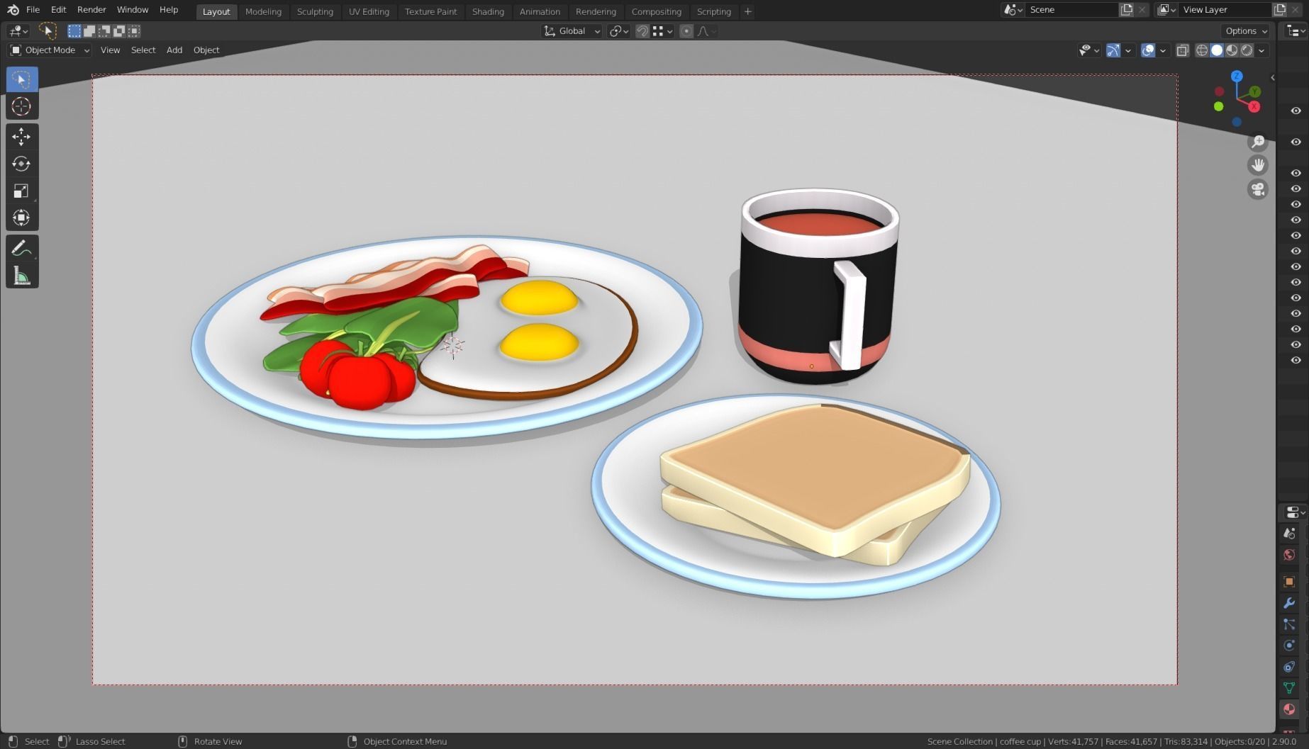 Stylized Egg Breakfast Low-poly 3D model_6