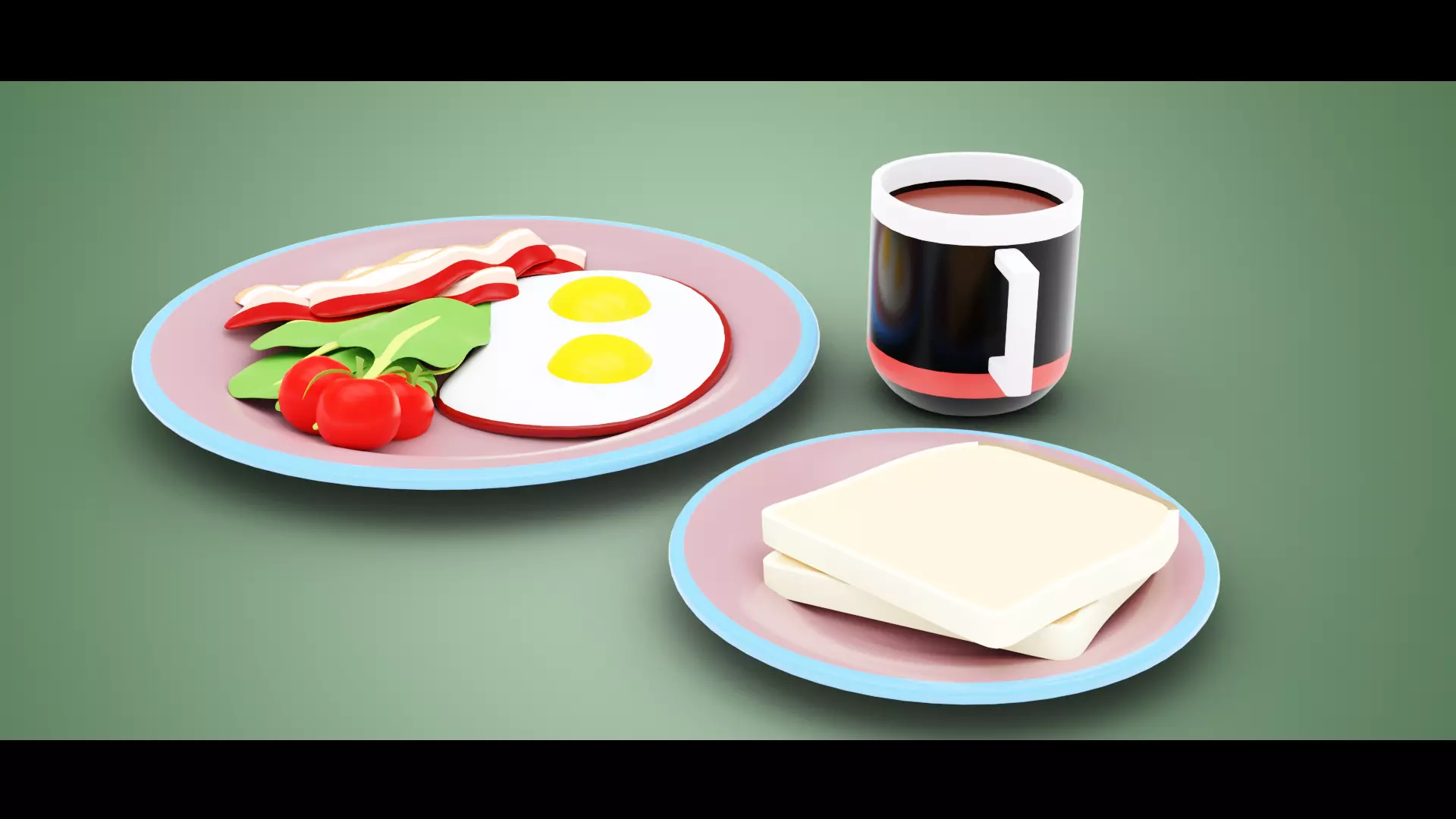 Stylized Egg Breakfast Low-poly 3D model_0
