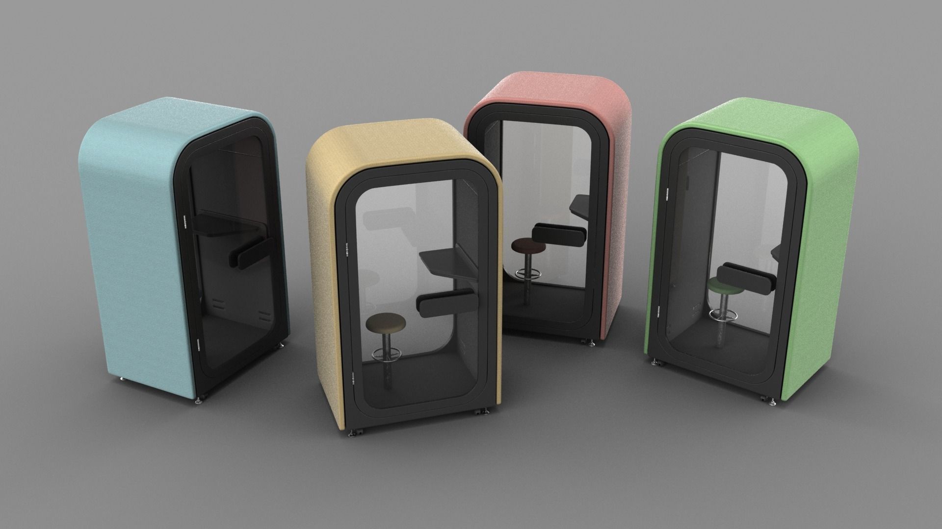 Office POD Small Low-poly 3D model_2