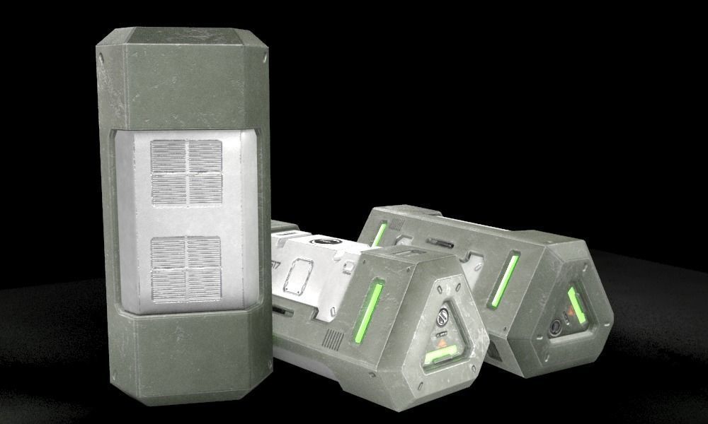 Sci-fi Crate Low-poly 3D model_3