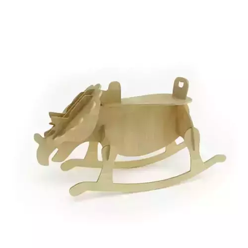 Wooden Rocking Seat Rhino