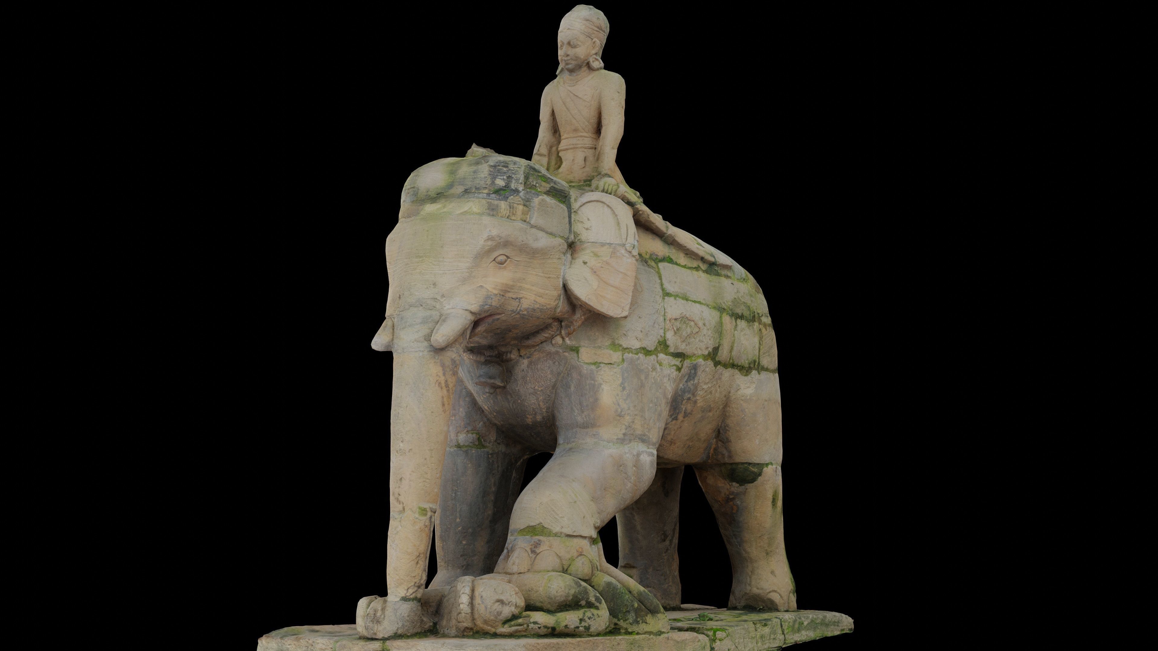 Ancient mounted elephant with 3 LOD - Nepal Heritage Low-poly 3D model_2