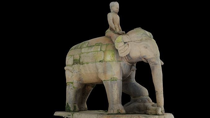 Ancient mounted elephant with 3 LOD - Nepal Heritage Low-poly 3D model